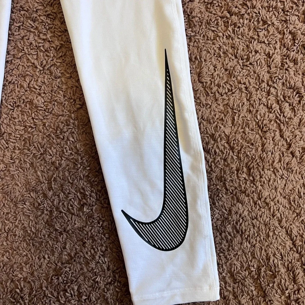 Nike Pro Dri-FIT Mens Compression‎ Tights White Black Striped Swoosh Large NWOT